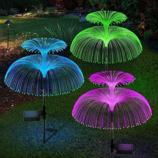 Solar Jellyfish Lamp Outdoor Lights Solar Powered Automatic On/Off 2/5 Layer RGB 7 Color Changing Pathway Light Waterproof Garden Patio Yard Decor