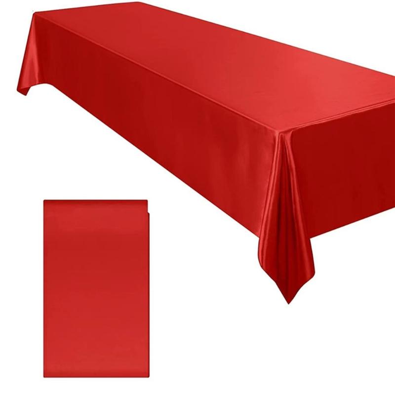 Satins Banquet Tablecloth 57 X 71 Inch Rectangular Draped Table Cover with Smooth Silky Fabric for Wedding Reception Decors