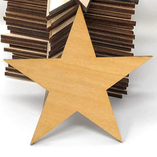 200 buc/set Așchii de lemn Formă de stea Ușor de vopsit Aplicație largă Stele mici din lemn Ornamente neterminate Decor pentru casă
