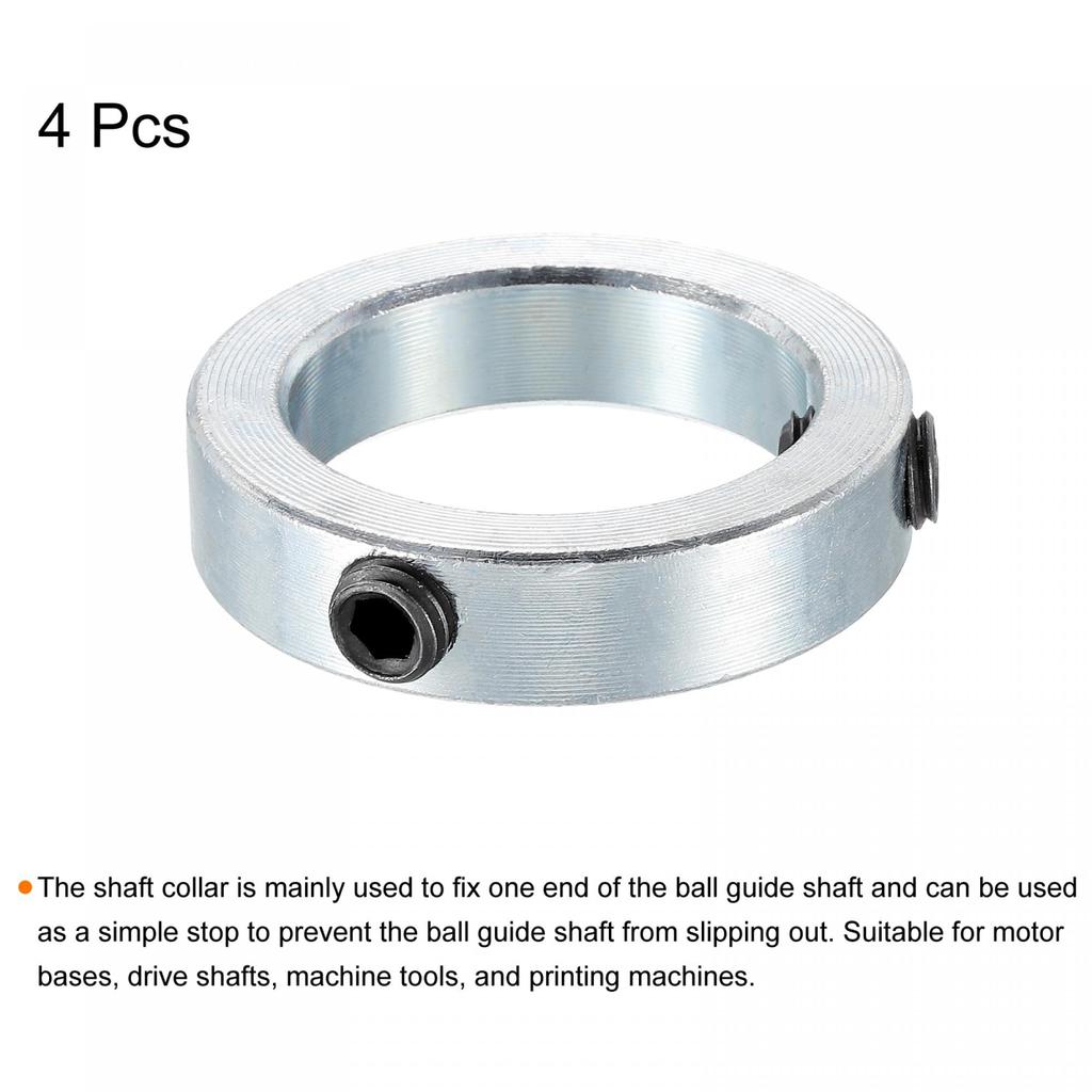 uxcell Zinc Plated Carbon Steel Shaft Collars, Set Screw Clamp Collars, Silver Tone, 40mm Inner Diameter, 4 Pieces