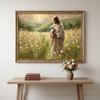 Jesus Holding Lamb Bible Verse Wall Art Print - Modern Classic Christian Religious Painting, Jesus and Lamb Scripture for Bedroom, Living Room, Church