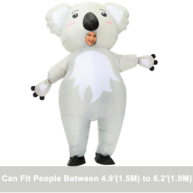 Costume gonfiabile da koala, costume divertente da animale per adulti, set per giochi di ruolo per feste di Halloween e Natale
