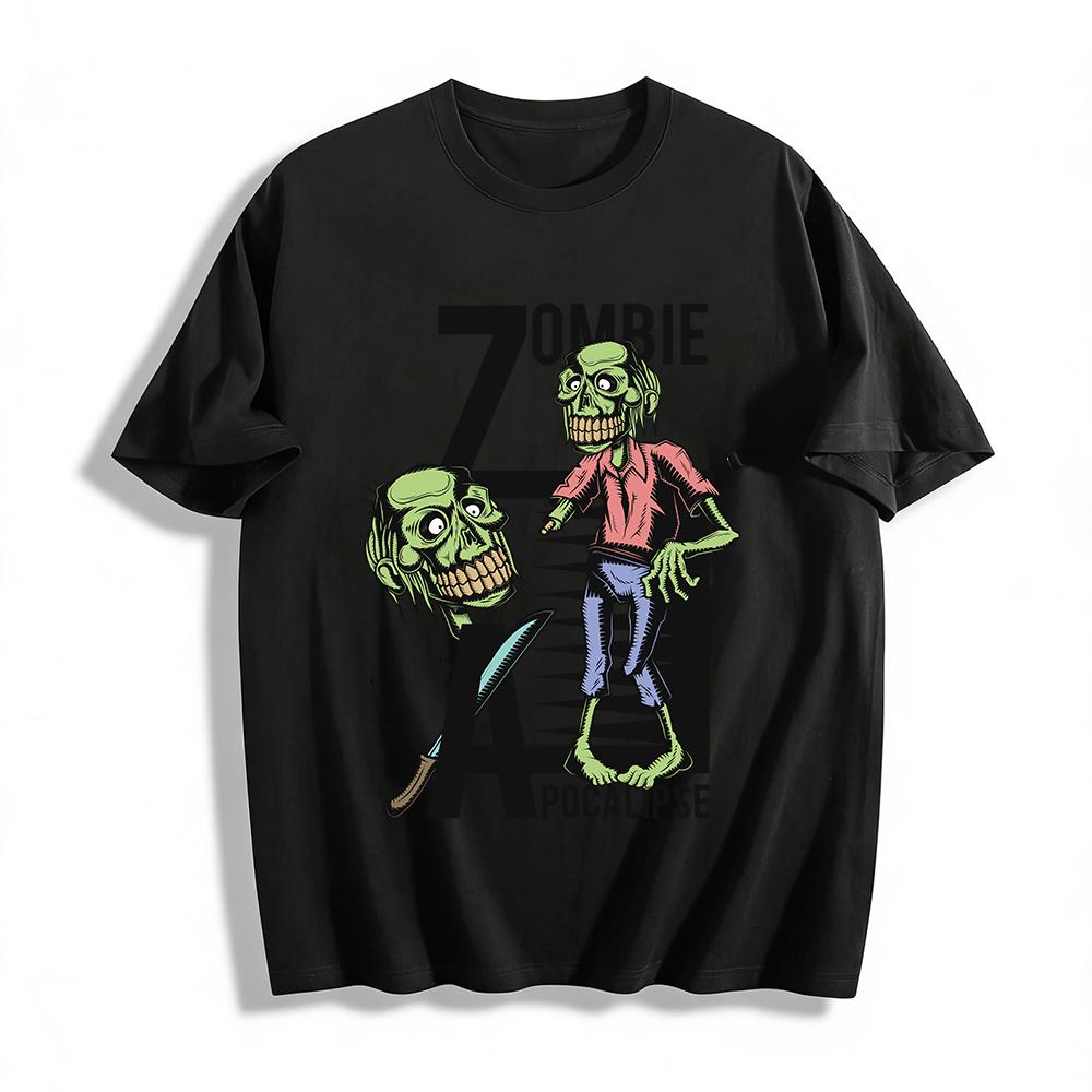 Zombie Apocalypse Graphic Tee Cool Horror Themed Casual Top Pure cotton T-shirt XXS