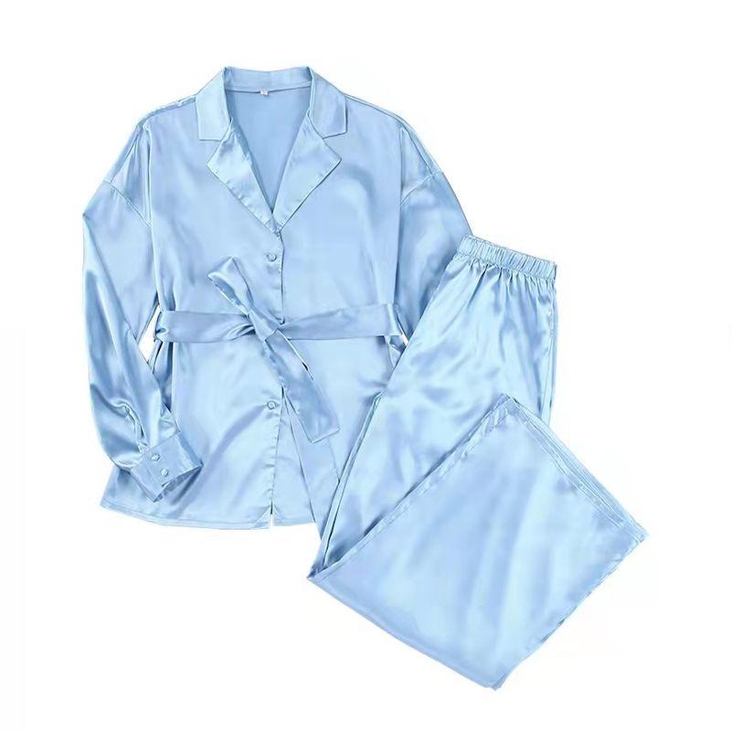 2022 New Ladies Satin Top + Trousers Casual Loose Pajama Set