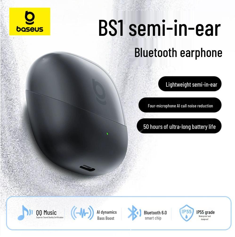 

Baseus BS1 2025 High-Fidelity Wireless Bluetooth Headphones with AI Active Noise Cancellation for Gaming and Sports. Semi-in-ear Bluetooth headphones чорний