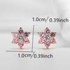 Rhinestone Copper Geometric Flower Earrings - Luxurious, Versatile, and Super Shiny Ear Studs for Women