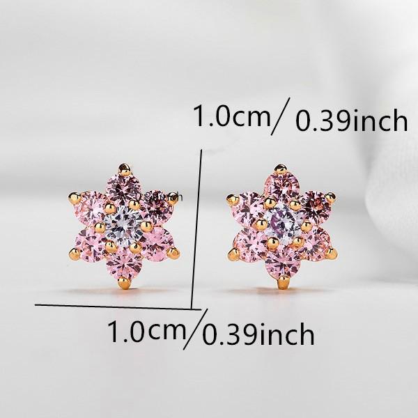 Rhinestone Copper Geometric Flower Earrings - Luxurious, Versatile, and Super Shiny Ear Studs for Women