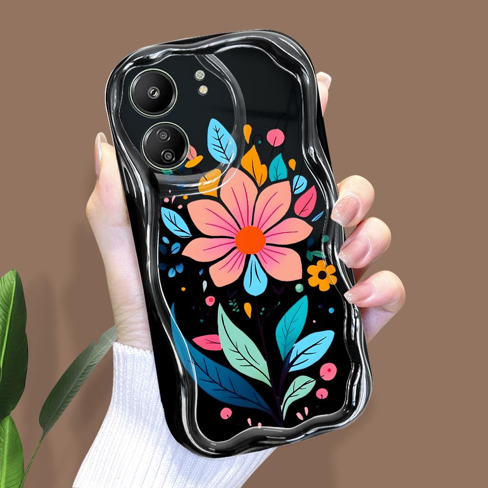 Carcasă cu textura cremă cu model de desene animate cu margine ondulată Husă din silicon moale pentru telefon pentru Xiaomi Redmi