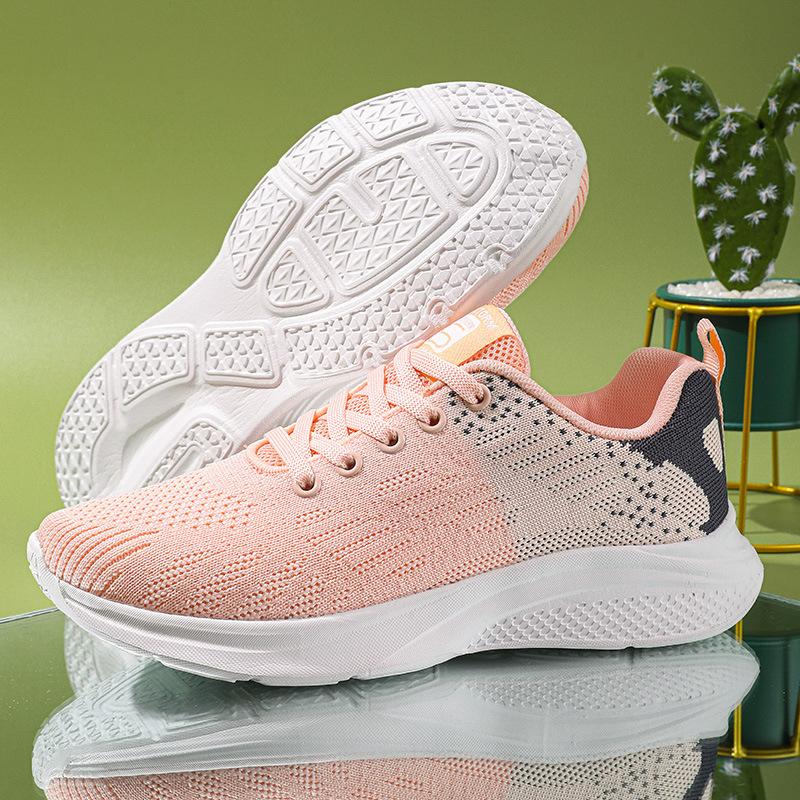 Shoes women's 2025 spring new foreign trade women's shoes breathable fly-woven mesh shoes soft sole large size casual mother shoes