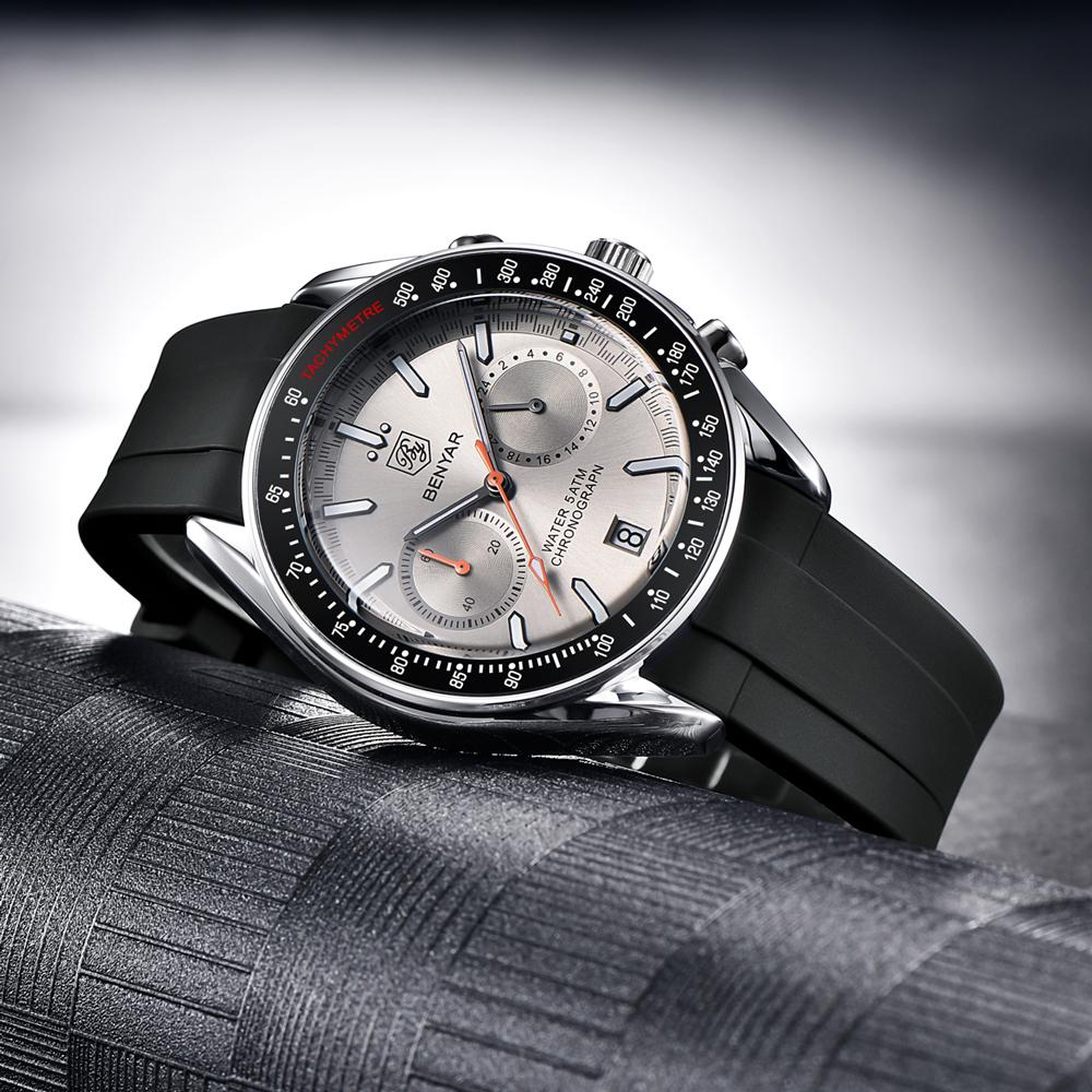 BENYAR New Moon Luxury Quartz Chronograph Men Watches Sports Waterproof Automatic Watch For Men Luminous Clock Reloj Hombre
