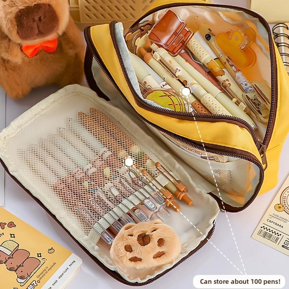 Cosmetics Card Storage Cartoon Pen Pencil Case Cartoon Embroidery Stationery Storage Bag Men Women