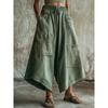 Sommer Damen Kordelzug Elastisch Hoher Bund Cargohosen Oversize Mehrere Taschen Lässig Weiter Bein Jeanshosen