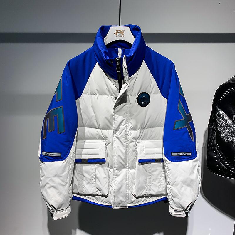 Personalized and Fashionable Men's Spliced Contrasting Color Youth Bread Jacket 2025 Winter New Versatile Parkas Male Clothing
