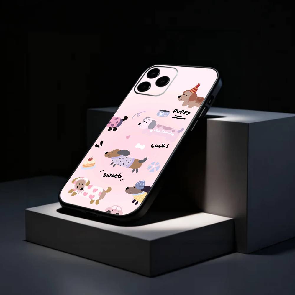 C-Cute-Dachshund K-Kawai Phone Case Silicone Soft For IPhone 17 16 15 14 13 12 11 X XR Plus Pro Max Plus