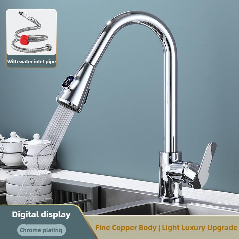 304 Household Kitchen Dual Mode Sink Faucet Stainless Steel Pull-out Washing Basin Bathroom Water Tap