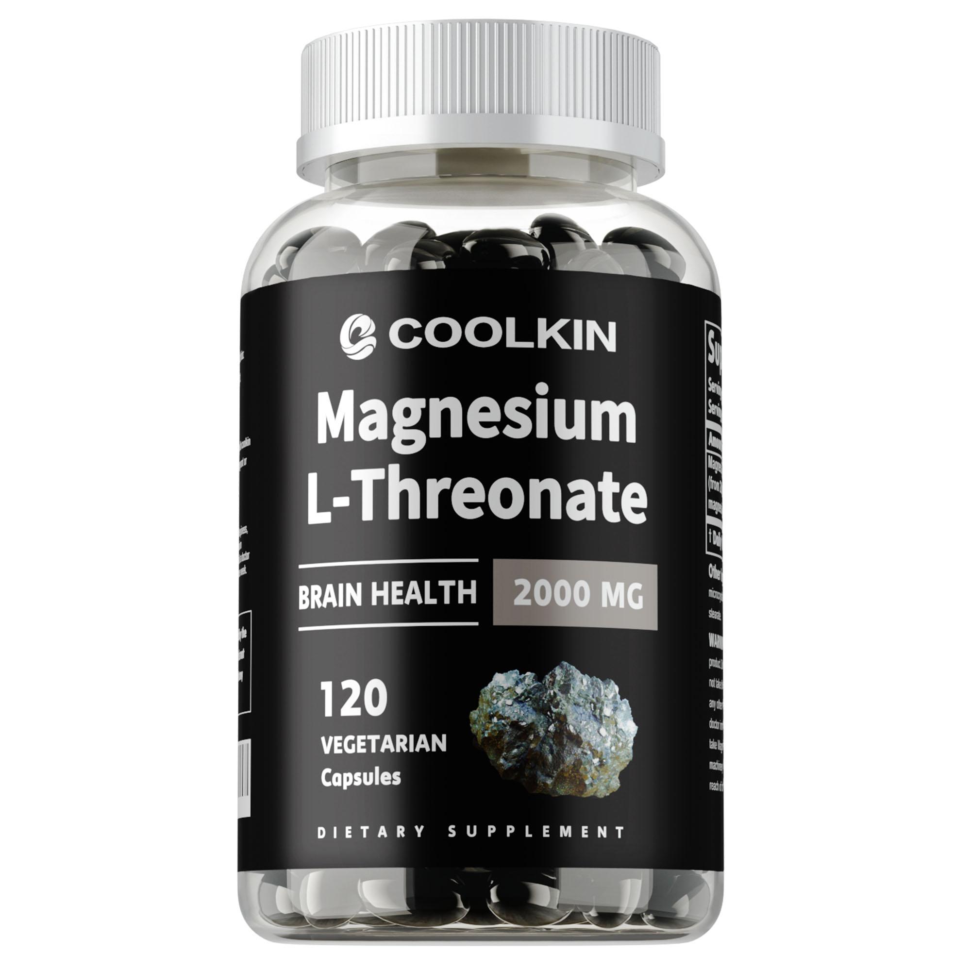 

Coolkin L-Threonate Magnesium 2000 mg, high absorption rate, essential minerals, suitable for both men and women. 120*1