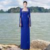 Evening Gown with Heavy Beading and Slit Sleeves - 2025 European & American Celebrity Fashion, Square Neck, Long Dress