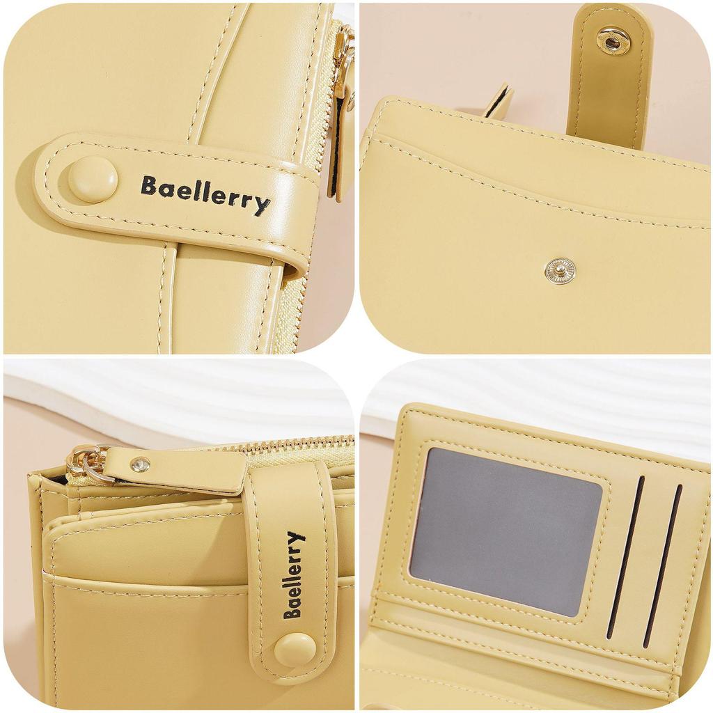 Billetera Corta Bifold para Mujer Color Macaron con Monedero con Cremallera - Gran Capacidad