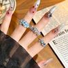 Small Fresh Mori Ice‑Blue Star‑Motif Flower Zircon Open Ring Exquisite Niche High‑Sense Personality Adjustable Stack‑Wear Trend Jewelry