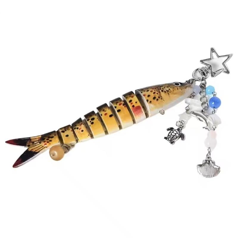 Multicolor Beadwork Fish Key Holder Swimbait Mobile Phone Lanyard Handmade Keyring Decoration Bag Accessory for Women