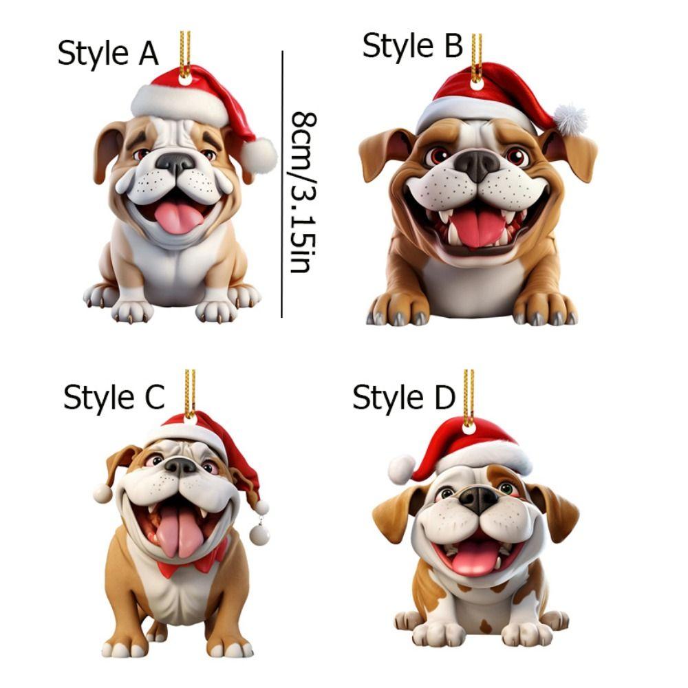 2D Dog Hanging Pendant Flat Christmas Puppy Ornament Funny Dog Car Ornament  Christmas