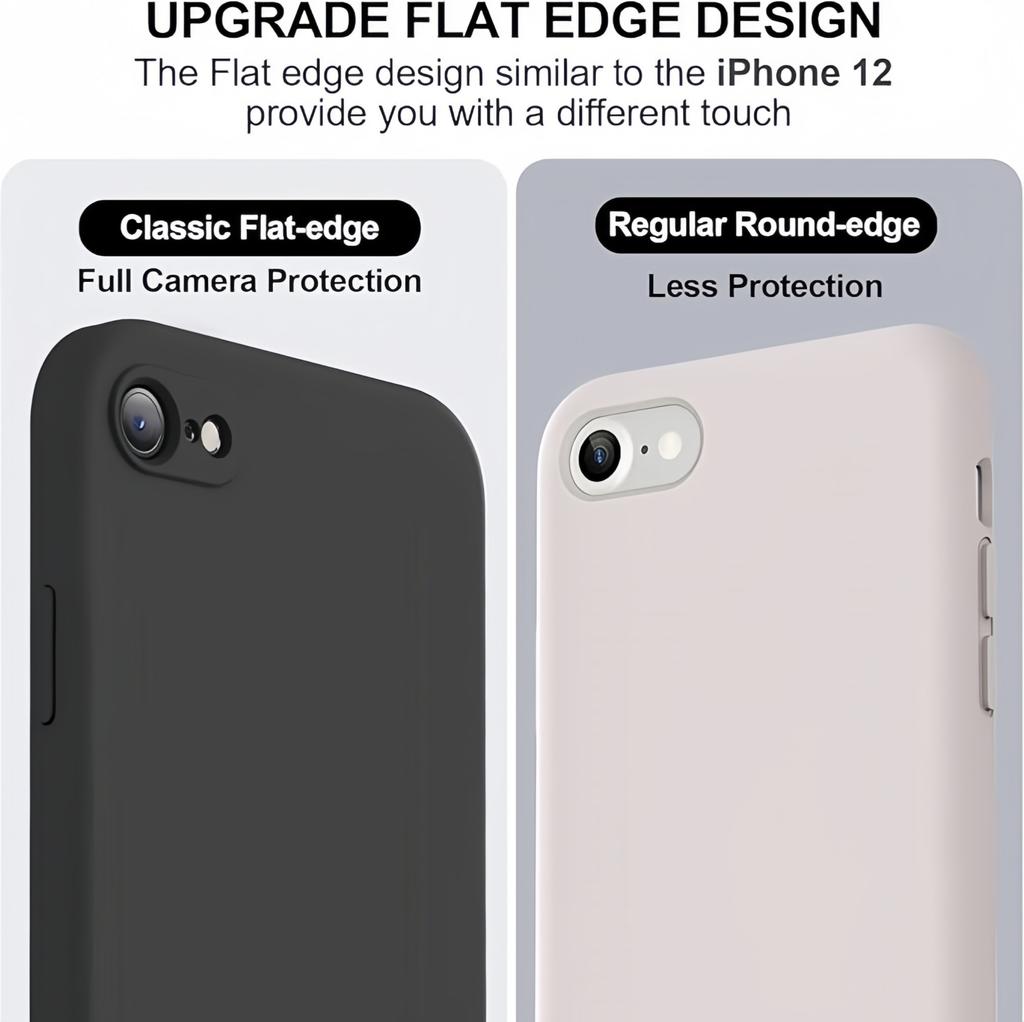 For iPhone SE2022/SE2020/8/8+/7/7+/6/6+/6s/6s+ Case,Liquid Silicone with [Soft Anti-Scratch Microfiber Lining] Case - Black