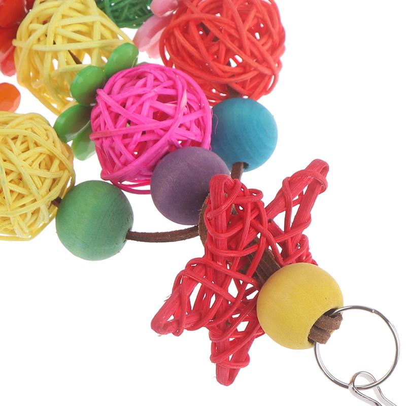 Papagal de mestecat jucărie de pasăre cu muscatură în picioare, colorat, în formă de Rattan, cu colivie, pentru papagal