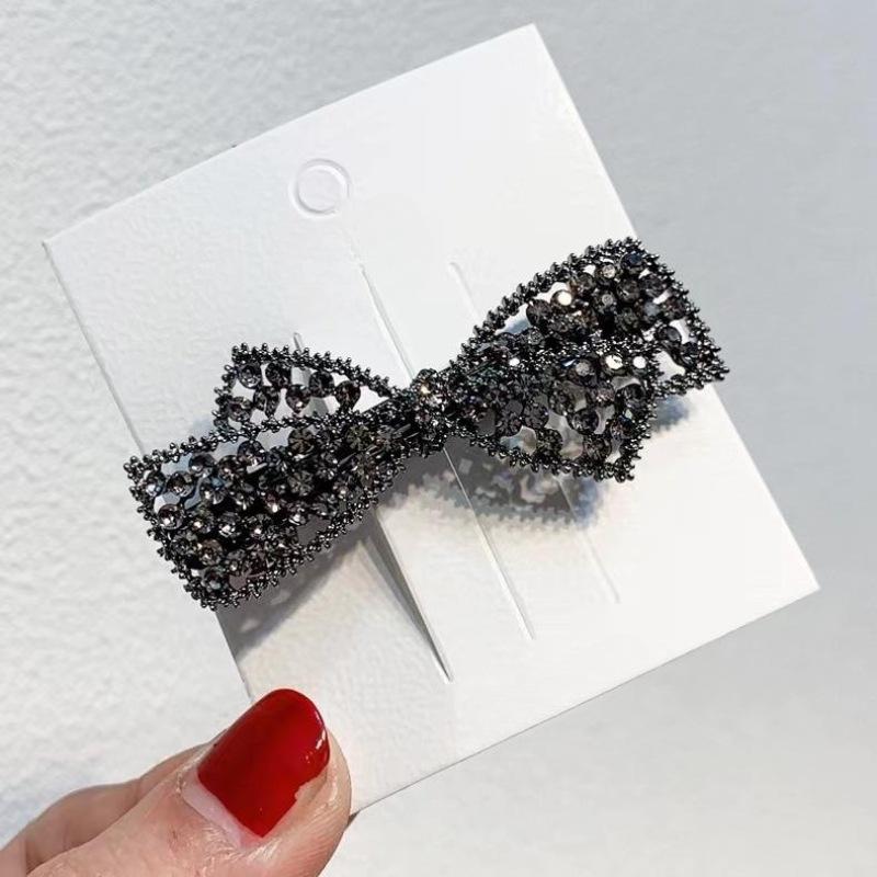 Elegant Rhinestone Bow Hair Clip - Crystal Luxury for Stylish Moms & Princesses