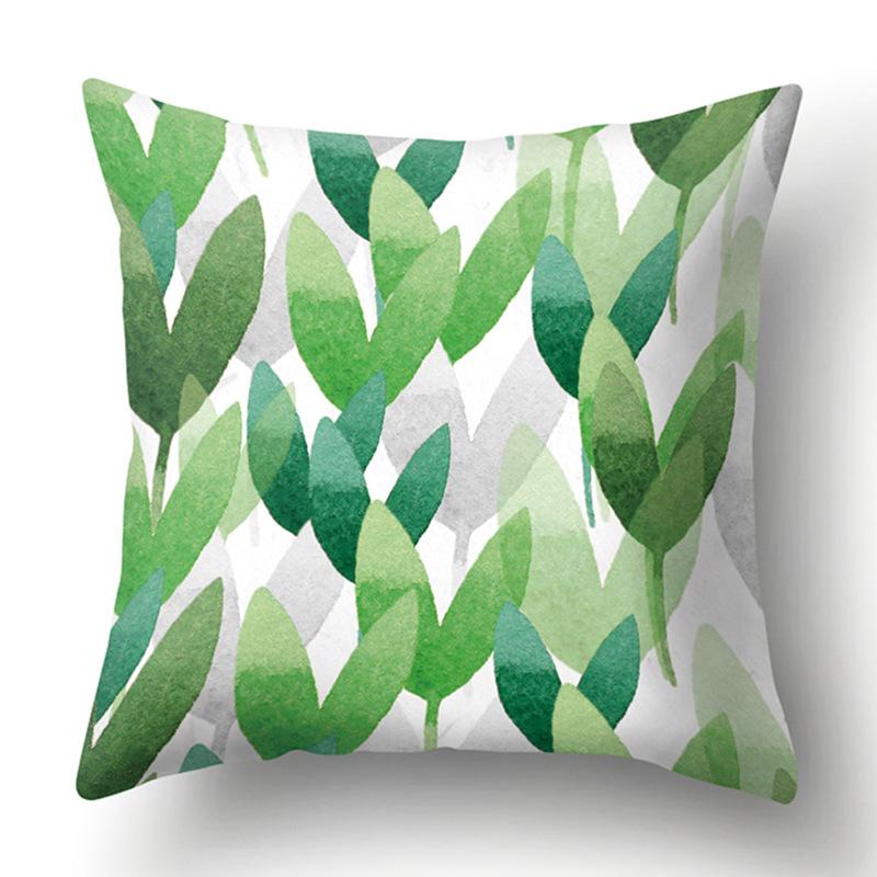 Polyester Pillowcase Green Tree Leaf Pillowcase Home Soft Furnishing Car Cushion Cover