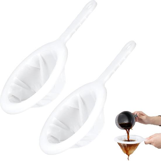 2 Pack Plastic Mesh Strainer with Handle, Mini Nylon Ultra Fine Mesh Sieve Sifter Colander Non-slip Kitchen Food Strainers for Straining Tea, Matcha,
