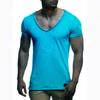 Tiefem V-Ausschnitt Kurzarm Herren T-Shirt Slim Fit T-Shirt Männer Dünnes Top T-Shirt Lässiges Sommer T-Shirt Camisetas Hombre