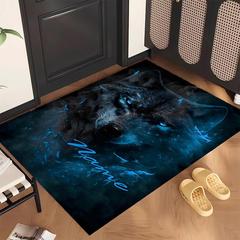 Fierce Wolf (1) Personalized Name Office Carpet Stylish Decor for Living Room Bedroom Kitchen