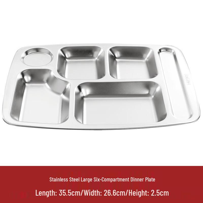 LIJIA FITMENT Six-Compartment Deep Stainless Steel Meal Tray