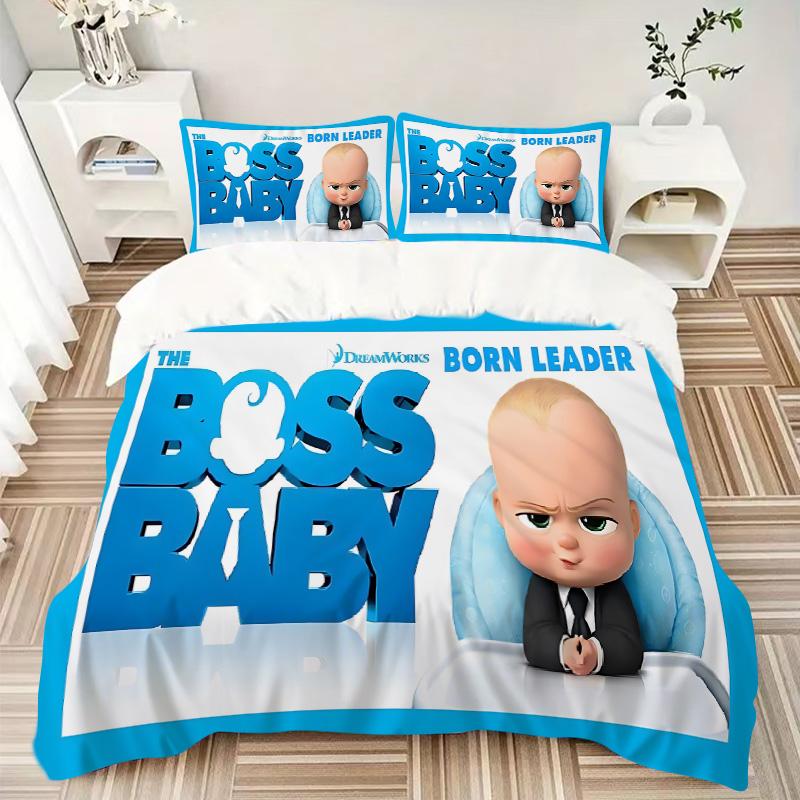 Boss Baby Leadership Print 3Pcs Bedding Setduvet Cover With 2 Bedropillowcase Home Birthday Gift
