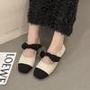 Fashion New casual lazy shoes for spring summer light mouth square bow versatile simple comfortable lightweight daily single shoe
