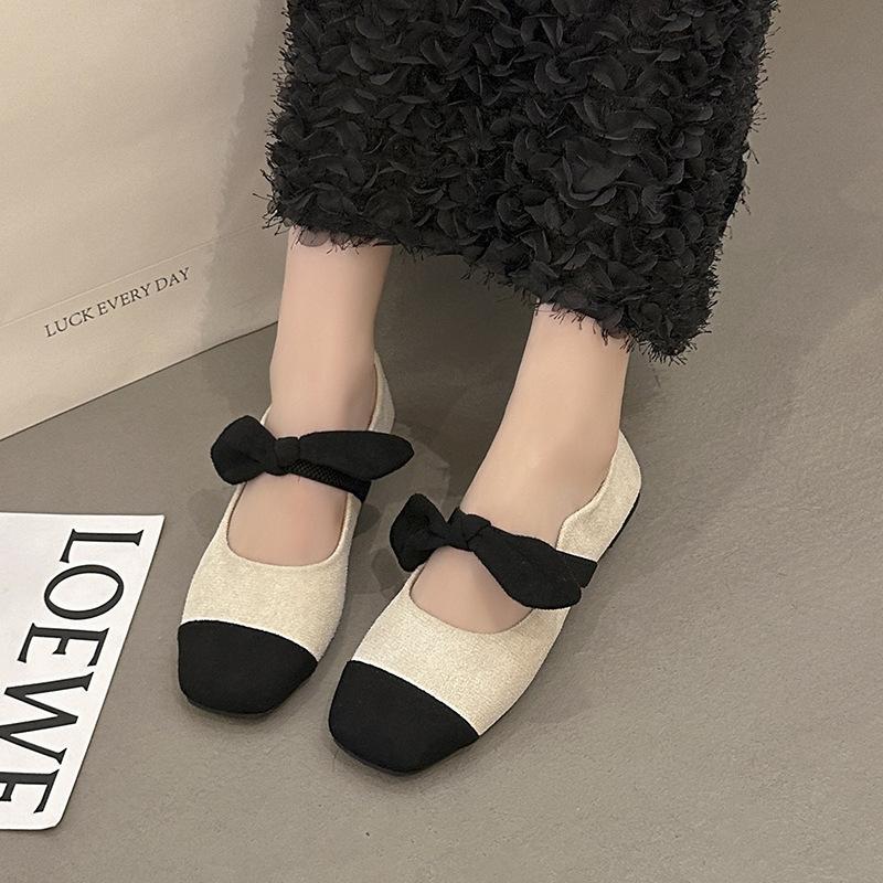 Fashion New Casual Lazy Shoes for Spring Summer Light Mouth Square Bow Versatile Simple Comfortable Lightweight Daily Single Shoe