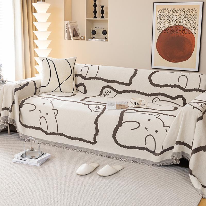 Chenille Cartoon Sofa Towel All-season Universal Nordic Anti Slip and Dustproof Sofa Cover Anti Cat Scratch Cloth Cushion Cover