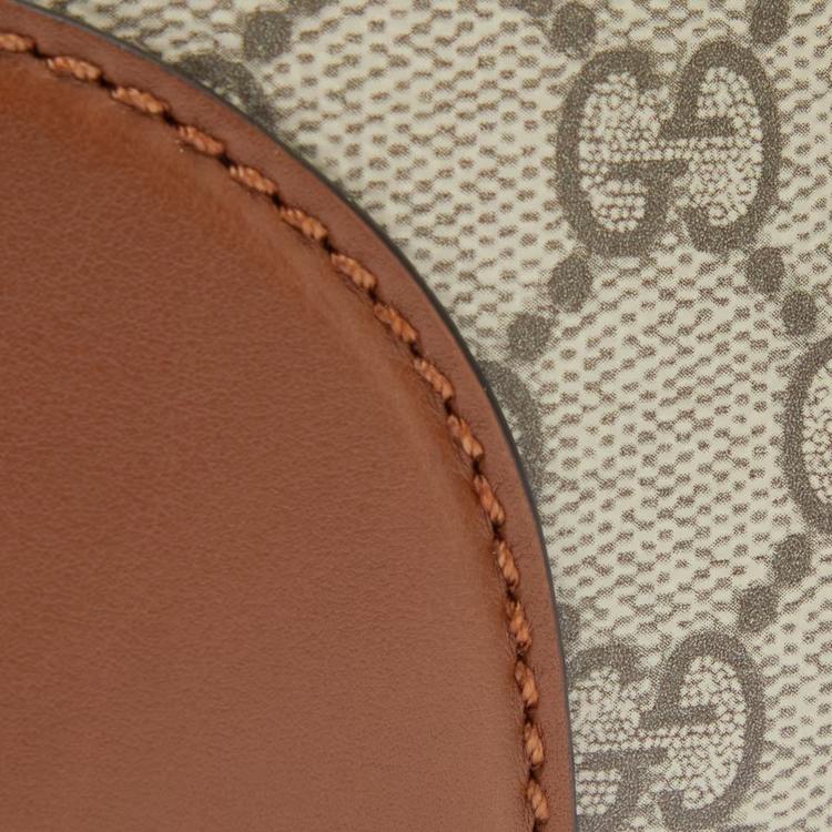 Gucci GG Supreme Canvas Brown Leather Trim Belt Bag For Unisex Daily Use
