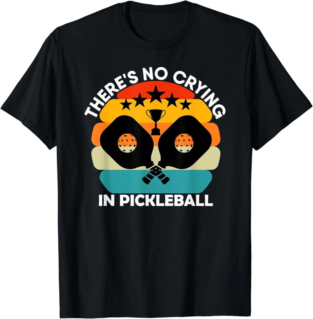Funny Theres No Crying In Pickleball Sports Love Funny Retro Unisex T-Shirt