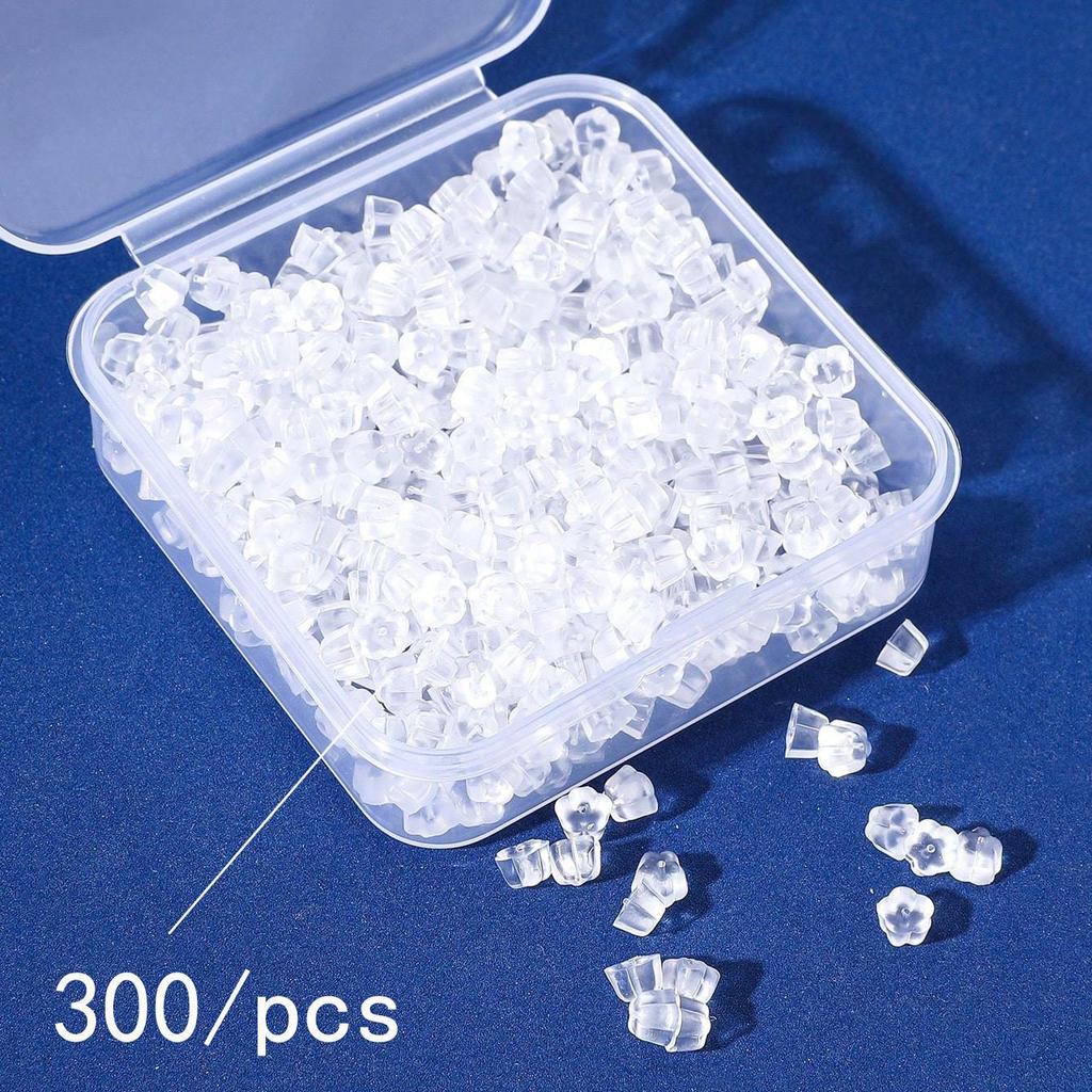300 Silicone Earplugs & Earring Backs - Transparent Anti-Drop Ear Stud Caps