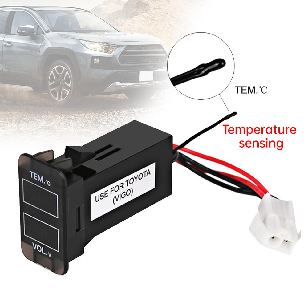Car Thermometer Voltmeter Voltage Dual Display Gauge Temperature Meter Tester 12V/24V LED Digital Voltmeter Gauge Universal