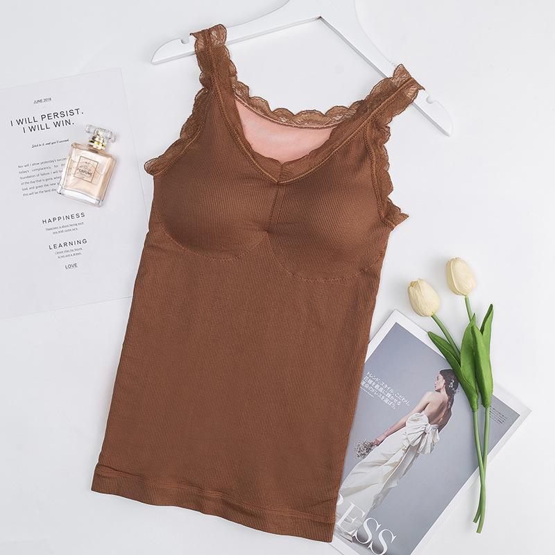 Damski gruby termiczny podkoszulek na ramiączkach z koronki - Rozmiar plus, wzór Misia Wróżki