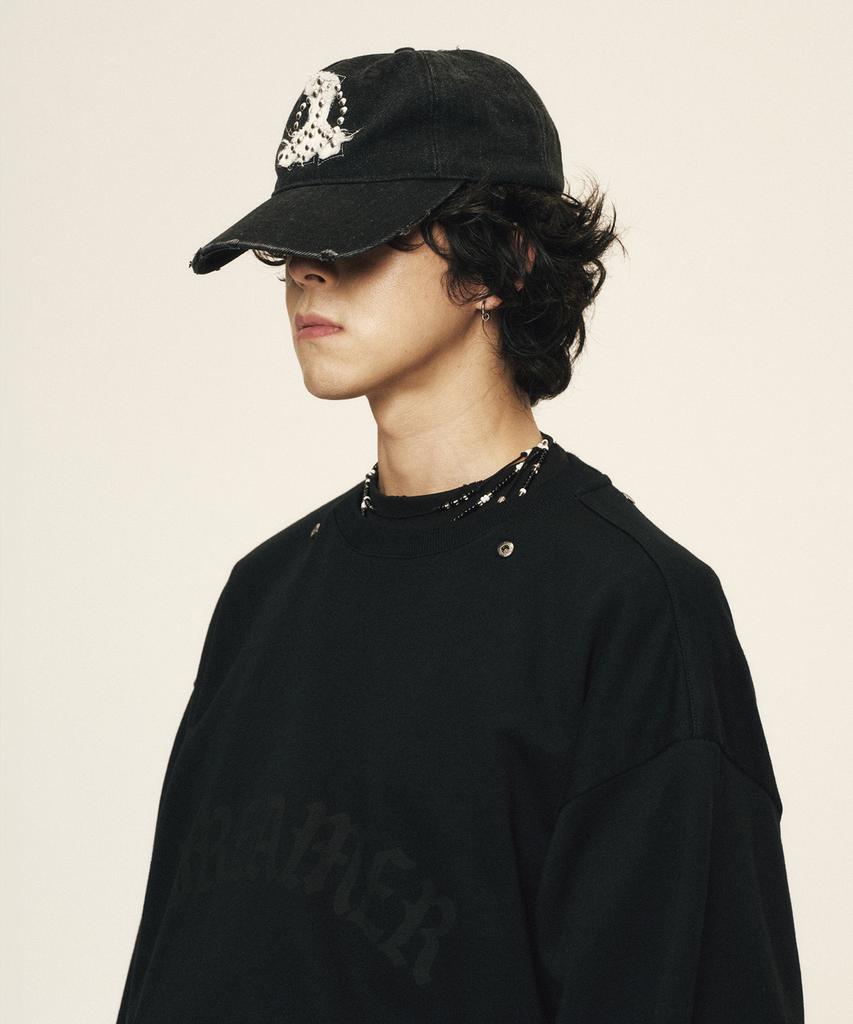 Kodeu Peaceful Stud Patch Cap_Bk Denim