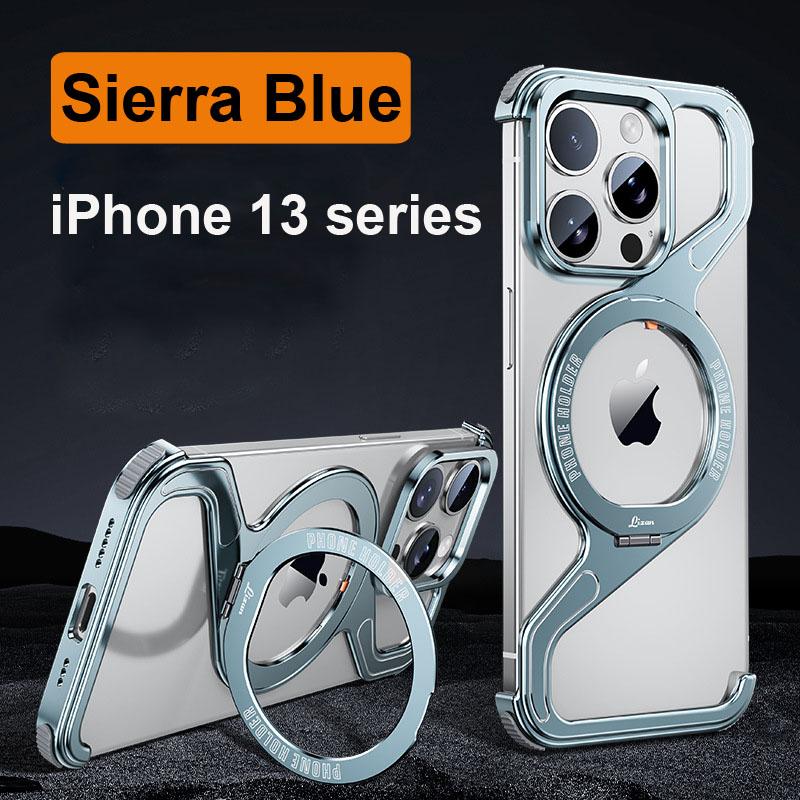 Hot Sale Luxury Z Shape Aluminum Magnetic Phone Case for I Phone 13 14 15 16 Pro Max with Kickstand Wireless Charging Cover