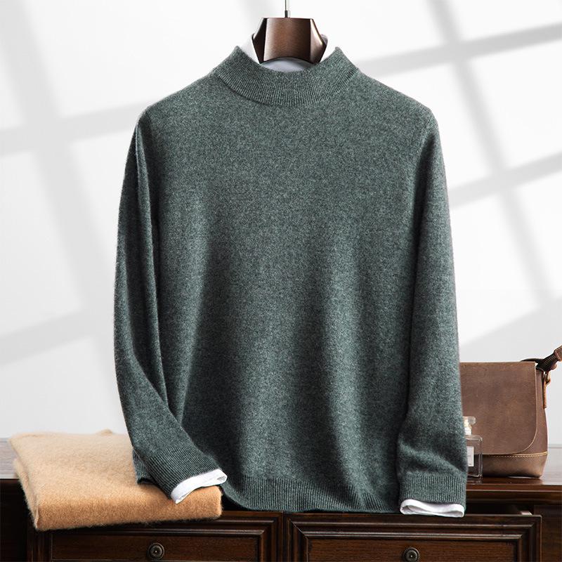 Men's Cashmere Half-High Neck Business Casual Sweater - Long Sleeve Autumn/Winter Knitwear