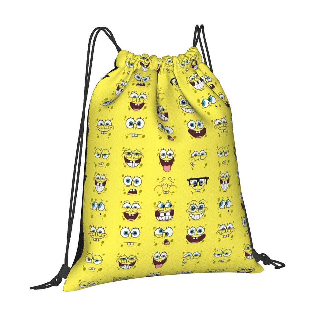 Custom S-Sponges Anime Bobes Drawstring Bags Men Women Lightweight Cartoon Sports Gym Storage Backpack