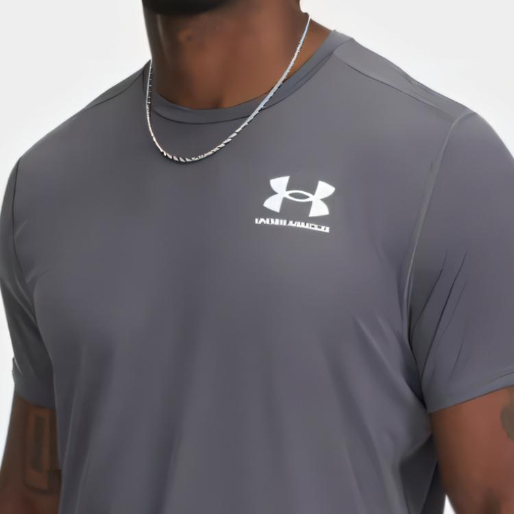 Under Armour HeatGear Comfortable Fashionable Simple Versatile Short Sleeve T-Shirt Men Tops Gray 6000939-025