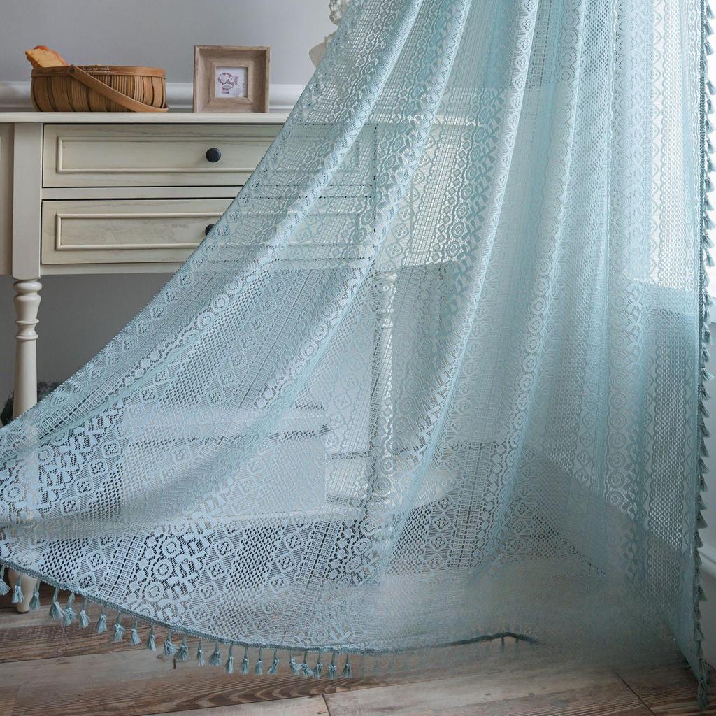 1PC Brocade Cotton Warp Knitted Craft Curtain with Tassels for Living Room Bedroom Home Decor