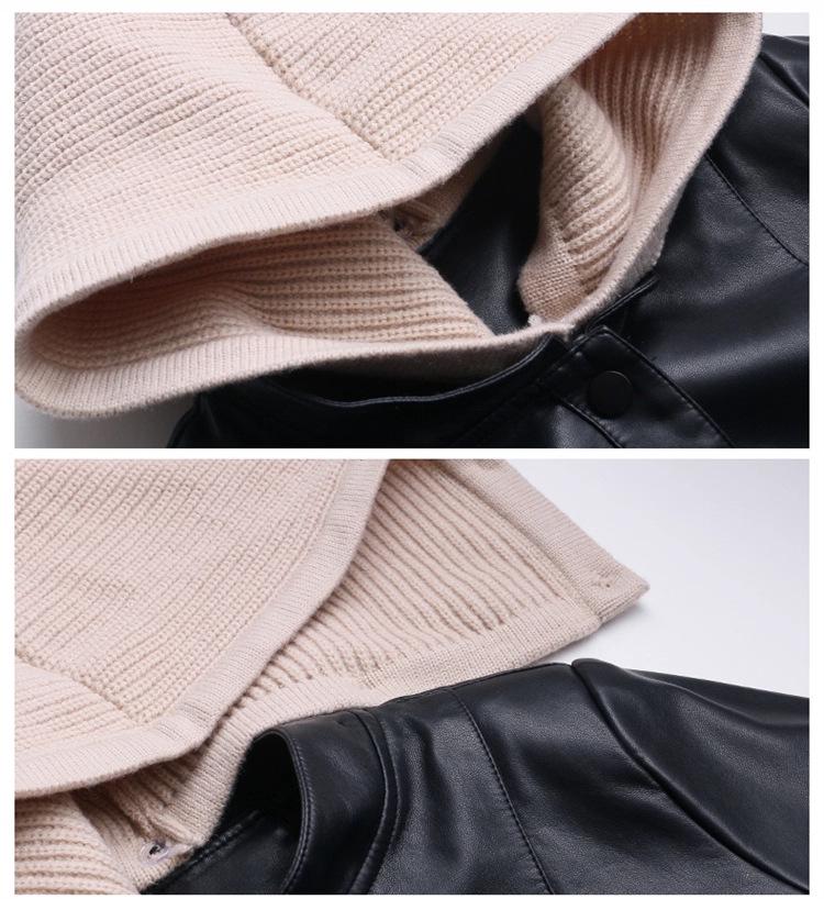 Modna damska kurtka ze skóry PU - z kapturem, ocieplana polarem, dopasowana, krótki styl Petite na wiosnę i jesień 2025