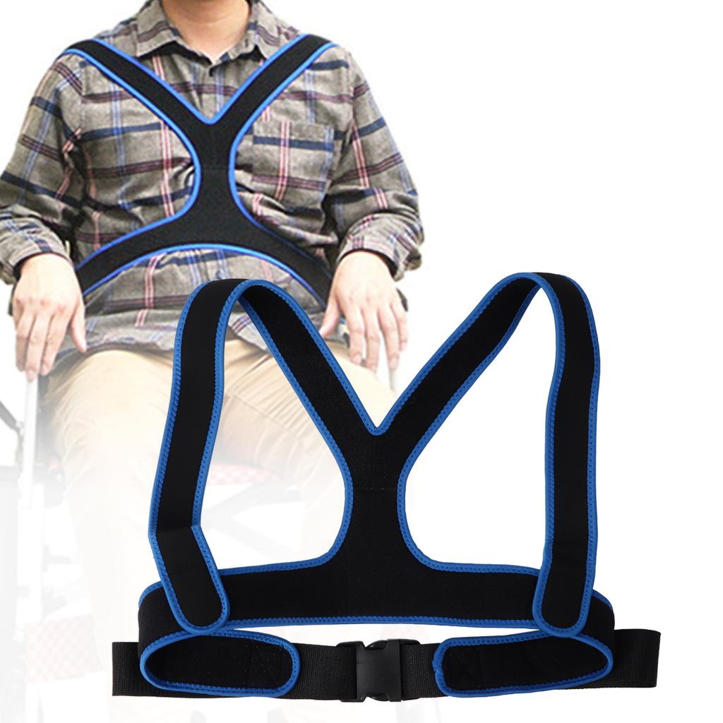 Wheelchair Belt Anti Slip Elastic Breathable Wheelchair Fixing Belt Harness Strap(Black )